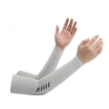 Men's ice silk cooling sun protection arm sleeves in light grey with black stripes - Grey Stripes