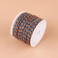Blue and orange braided cotton cord with metallic gold thread on a white spool - No.23 Blue Coffee