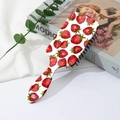 Detail of strawberry print hairbrush with hanging hole on a aesthetic background - Style A-Colorful Strawberry