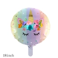 18-inch round unicorn foil balloon with colorful stripes and floral pattern for party - Closed Eyes Unicorn