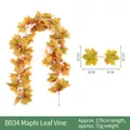 Artificial autumn maple leaf garland B034 with vibrant orange and red colors, 170cm long - B034 Colorful Gradient Maple Leaf Garland