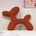 Plush dog-shaped throw pillow in burnt orange teddy fleece for sofa home decor - 50*40cm / Burgundy