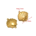 Golden stainless steel scallop shell pendant charms with 19mm width and 1.5mm hole - 19mm Double Hole Striped Shell Gold