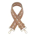 Detail of adjustable rhombus pattern strap with gold metal lobster clasps for handbags - Brown