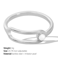 Irregular pearl layered silver ring in stainless steel with 18K gold plating finish - Size 7 / Silver