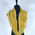 Plaid cashmere-like scarf in bright yellow with ripple texture on a black mannequin - XLB-017 Yellow