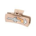 Matte beige Western style hair claw clip featuring a unique hand-drawn UFO graphic pattern - 90028-UFO Abduction Pattern