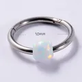 G23 titanium piercing ring with 10mm inner diameter and white opal bead accent - G23 Titanium/1.2x10mm / White
