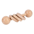 Natural wooden baby rattle toy with smooth rings and balls for infant motor skills - Natural 3-Ring Hand Rattle