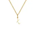 Golden stainless steel letter K necklace featuring a delicate hollow heart pendant charm - Letter X