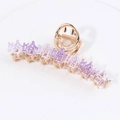 Golden alloy shark hair clip featuring purple enamel characters and a smiley design - HS02591 Purple