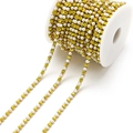 Goldkette auf Rolle mit gelben Steinen und weißen Perlen für DIY-Schmuckherstellung - 3mm Zitronengelb