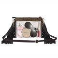Bohemian transparent PVC crossbody bag with fringe details and brown leather trim - Transparent Brown Fringe