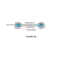 Blue rhinestone heart nipple ring in 14G stainless steel with detailed size markings - Simple Blue Stone Ball