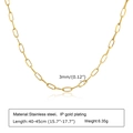 Detail view of gold-plated stainless steel chain with 3mm width and size specifications - 3mm*40+5cm (923G)