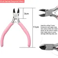 Pink handle diagonal pliers for jewelry making, 11cm compact size tool for cutting wire - Pink Handle Side Cutter Pliers