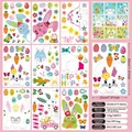 Stickers muraux de Pâques avec lapins et œufs colorés pour décoration de chambre - UV24Y11304T_T 20*30cm*9 Feuilles (180 pièces)