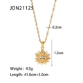 Bohemian gold sunburst eye necklace with round zircon and water wave twisted chain - Gold Sun Eye Pendant Necklace