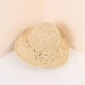 Sombrero de paja rafia de ala ancha con conchas para vacaciones de verano - M / Beige