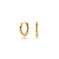 Chic 24K gold plated twisted hoop earrings with a textured rope design for women - Twisted Rope Hoop Earrings (JQH0254-1) / Gold