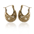 Elegant gold hollow earrings with vintage floral patterns and beaded edges detail - Gold XLEH020 (Beaded Filigree)