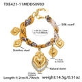 Bracciale in acciaio inossidabile dorato con foulard in seta, pietra naturale e nappa - Bracciale (TXE421-11)