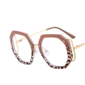 Gafas geométricas poligonales con montura carey marrón y patillas de metal - Arriba Marrón Abajo Leopardo