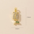 Macro shot of gold rose pendant with clear crystals and green leaf stones measuring 2.4cm - 0372-7 Rose Bud Pendant (2.4x0.8cm)