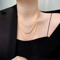 Three-layer gold snake bone necklace for women featuring a stylish geometric layered design - H6115 Three-Layer Snake Gold Necklace