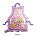 Purple apron foil balloon with Best Mom print for Mother's Day party decor, 62x57cm - English Mother's Day Apron Shape