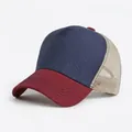 Gorra de béisbol de malla tricolor con visera granate y panel frontal azulado - Ajustable / Marino y Burdeos
