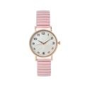 Orologio retrò dorato con cinturino elastico rosa e cassa in oro rosa per donne - Rosa
