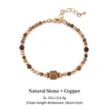 Handmade beaded bracelet with natural semi-precious stones and copper lobster clasp - Natural Stone Copper Spacer Bead Bracelet SL-101-2