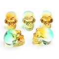 Set of five yellow-green gradient crystal skull figurines with polished glass finish - No.16 (Yellow Green Gradient Transparent)