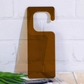 Brown translucent acrylic door handle tag displayed on a modern wooden desktop - Tea Brown (Transparent)