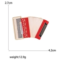 Red enamel accordion brooch in gold-plated alloy, musical instrument fashion pin accessory - Red