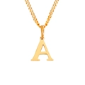 Collar de acero inoxidable dorado con colgante letra A y cadena de eslabones pulida - Letra A (Oro Rosa)