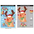 Christmas reindeer static window sticker set XC065 with snowflakes and bells in 25x35cm size - XC065 Christmas Reindeer