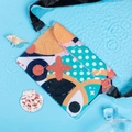 Waterproof phone pouch with colorful geometric patterns floating on blue rippled water - Style 4