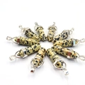 Macro-opname van tien zeshoekige dalmatiër steen hangers in een radiale cirkel - Gevlekte Steen