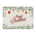 Detail of Christmas placemat with botanical print and Merry Christmas text on linen texture - Pattern CD090-15