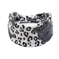 Bandeau de yoga blanc avec imprimé léopard et fleurs avec un nœud torsadé - Blanc Floral Léopard