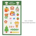 Christmas F-style stickers with cute cat and penguin illustrations on washi paper - Happy Christmas Sticker Style F