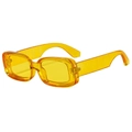 Fashionable translucent yellow rectangular sunglasses with wide textured temples - Yellow Frame Yellow Lens