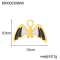 Macro view of bat wing charm for jewelry making with 1.6cm by 0.9cm size dimensions - Black and White Bat