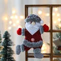 Addobbo di Babbo Natale in peluche con barba bianca e bottone a fiocco di neve su legno - Babbo Natale