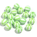 DIY round acrylic beads with green and white vertical stripes for jewelry making - Light Green