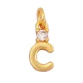 Gold plated copper letter C pendant with sparkling cubic zirconia inlay for necklaces - Single Stone Letter C
