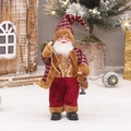 Stehende Weihnachtsmann Figur 30cm rot braun gestreift festliche Fenster Weihnachtsdeko - Rotbrauner Gestreifter Stil (YJ28024)