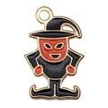 Enamel wizard with pointed hat charm pendant in black and red for Halloween DIY jewelry - 1pc Black Wizard (19x12mm)